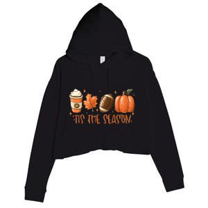 Tis The Season Fall Coffee Football Lover Crop Fleece Hoodie