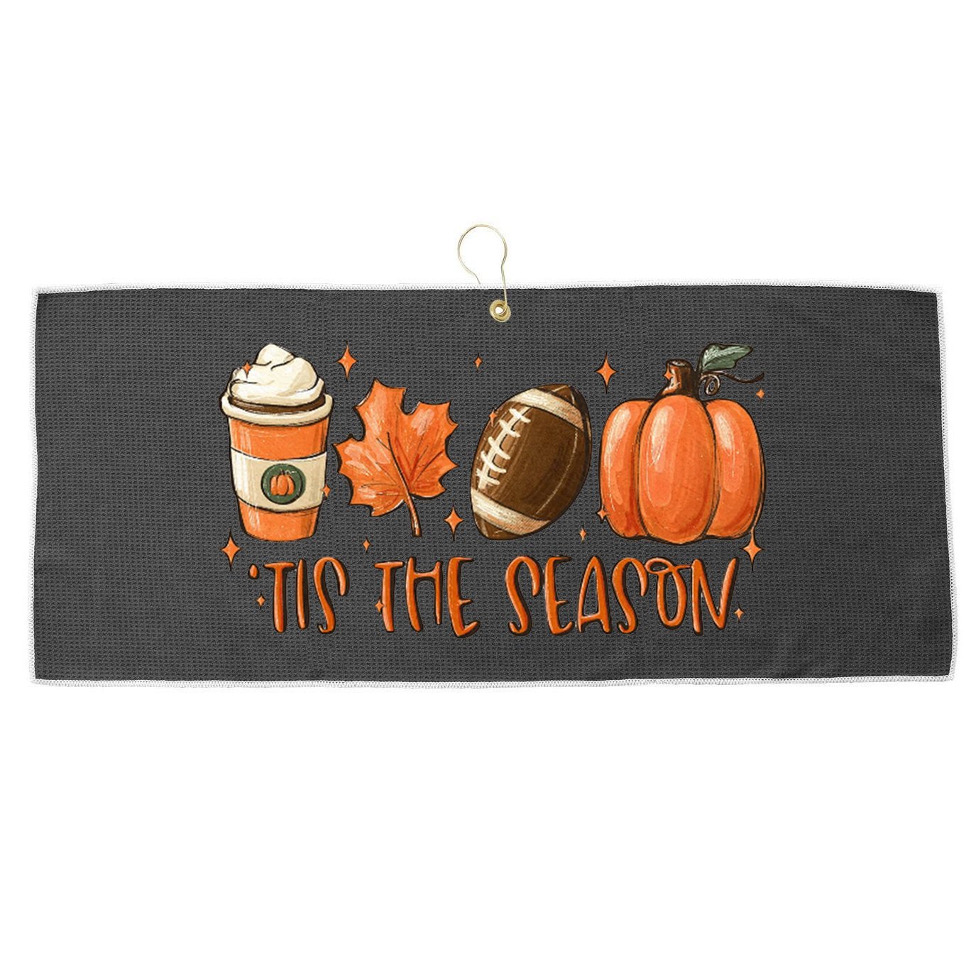Tis The Season Fall Coffee Football Lover Large Microfiber Waffle Golf Towel