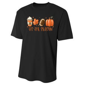 Tis The Season Fall Coffee Football Lover Performance Sprint T-Shirt