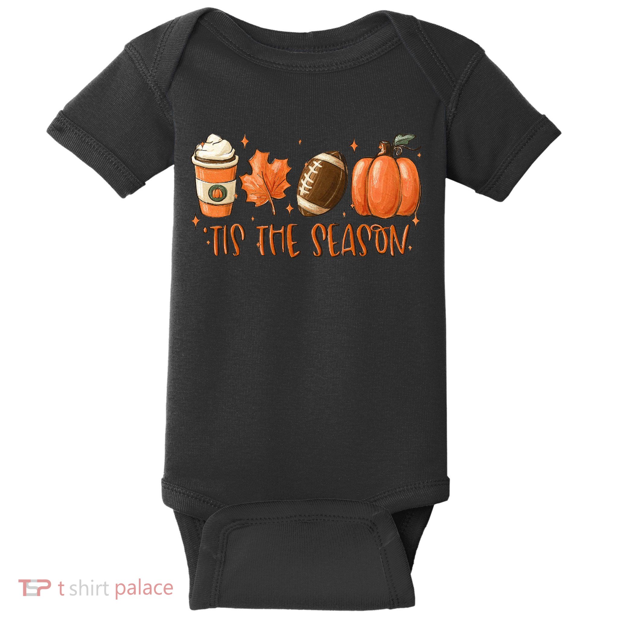 Tis The Season Fall Coffee Football Lover Baby Bodysuit