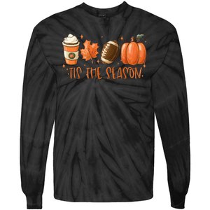 Tis The Season Fall Coffee Football Lover Tie-Dye Long Sleeve Shirt