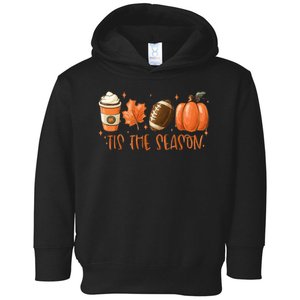 Tis The Season Fall Coffee Football Lover Toddler Hoodie