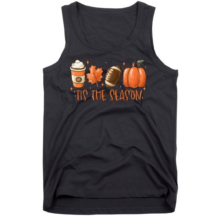 Tis The Season Fall Coffee Football Lover Tank Top