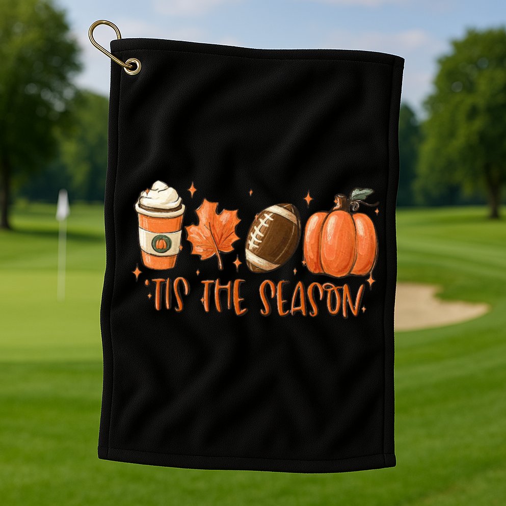 Tis The Season Fall Coffee Football Lover Golf Towel