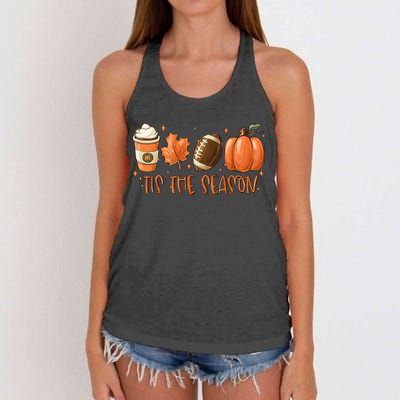 Tis The Season Fall Coffee Football Lover Women's Knotted Racerback Tank