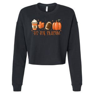 Tis The Season Fall Coffee Football Lover Cropped Pullover Crew