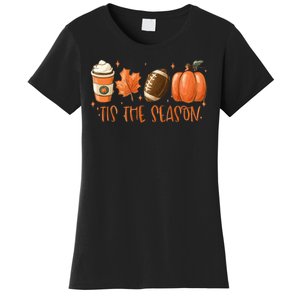 Tis The Season Fall Coffee Football Lover Women's T-Shirt