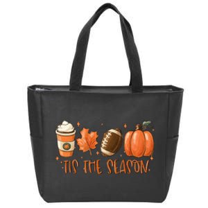 Tis The Season Fall Coffee Football Lover Zip Tote Bag