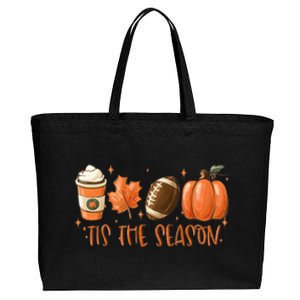 Tis The Season Fall Coffee Football Lover Cotton Canvas Jumbo Tote