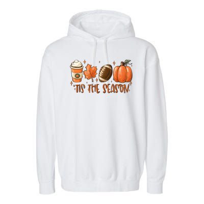 Tis The Season Fall Coffee Football Lover Garment-Dyed Fleece Hoodie