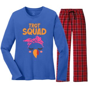 Turkey Trot Squad Running Funny Gift Women's Long Sleeve Flannel Pajama Set 