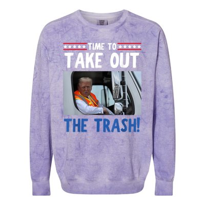 Time To Take Out The Trash Funny Trump Garbage Truck Colorblast Crewneck Sweatshirt