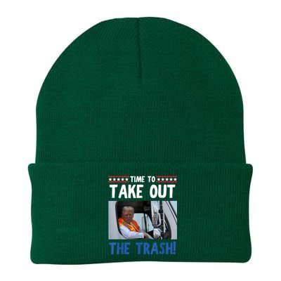 Time To Take Out The Trash Funny Trump Garbage Truck Knit Cap Winter Beanie