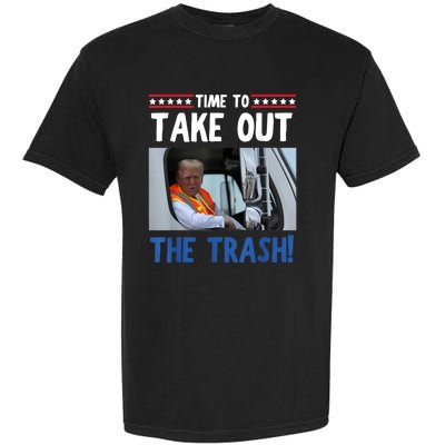 Time To Take Out The Trash Funny Trump Garbage Truck Garment-Dyed Heavyweight T-Shirt