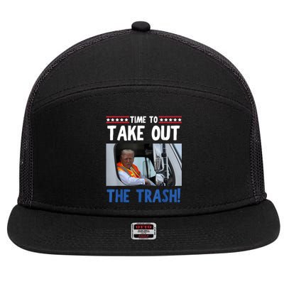 Time To Take Out The Trash Funny Trump Garbage Truck 7 Panel Mesh Trucker Snapback Hat