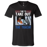 Time To Take Out The Trash Funny Trump Garbage Truck V-Neck T-Shirt