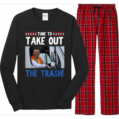 Time To Take Out The Trash Funny Trump Garbage Truck Long Sleeve Pajama Set