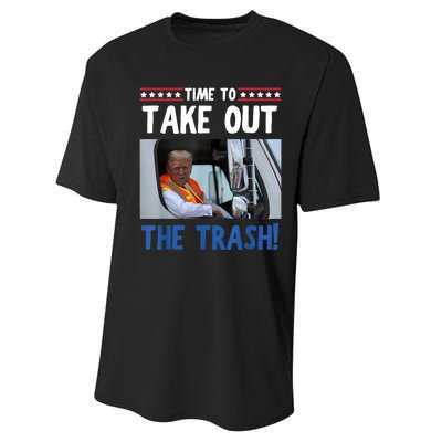 Time To Take Out The Trash Funny Trump Garbage Truck Performance Sprint T-Shirt