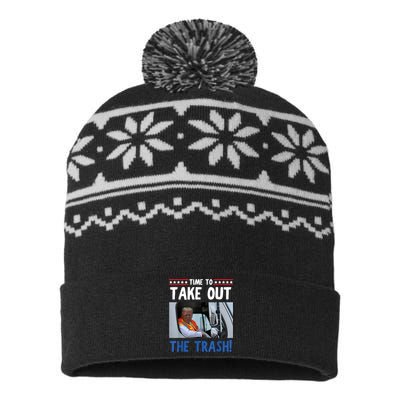 Time To Take Out The Trash Funny Trump Garbage Truck USA-Made Snowflake Beanie