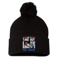 Time To Take Out The Trash Funny Trump Garbage Truck Pom Pom 12in Knit Beanie