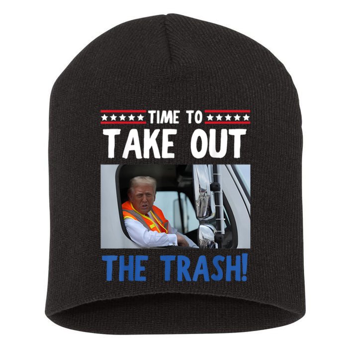 Time To Take Out The Trash Funny Trump Garbage Truck Short Acrylic Beanie