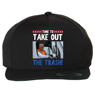 Time To Take Out The Trash Funny Trump Garbage Truck Wool Snapback Cap