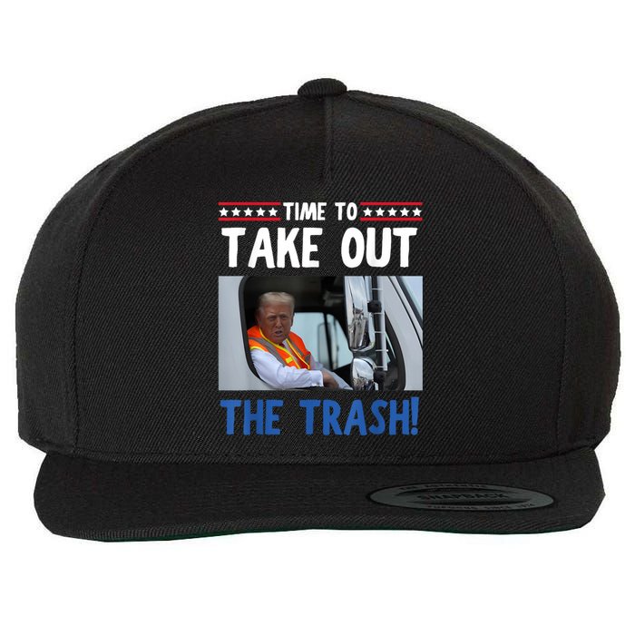 Time To Take Out The Trash Funny Trump Garbage Truck Wool Snapback Cap