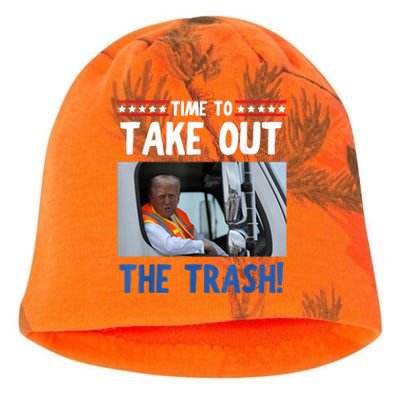 Time To Take Out The Trash Funny Trump Garbage Truck Kati - Camo Knit Beanie