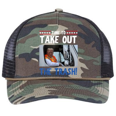 Time To Take Out The Trash Funny Trump Garbage Truck Retro Rope Trucker Hat Cap