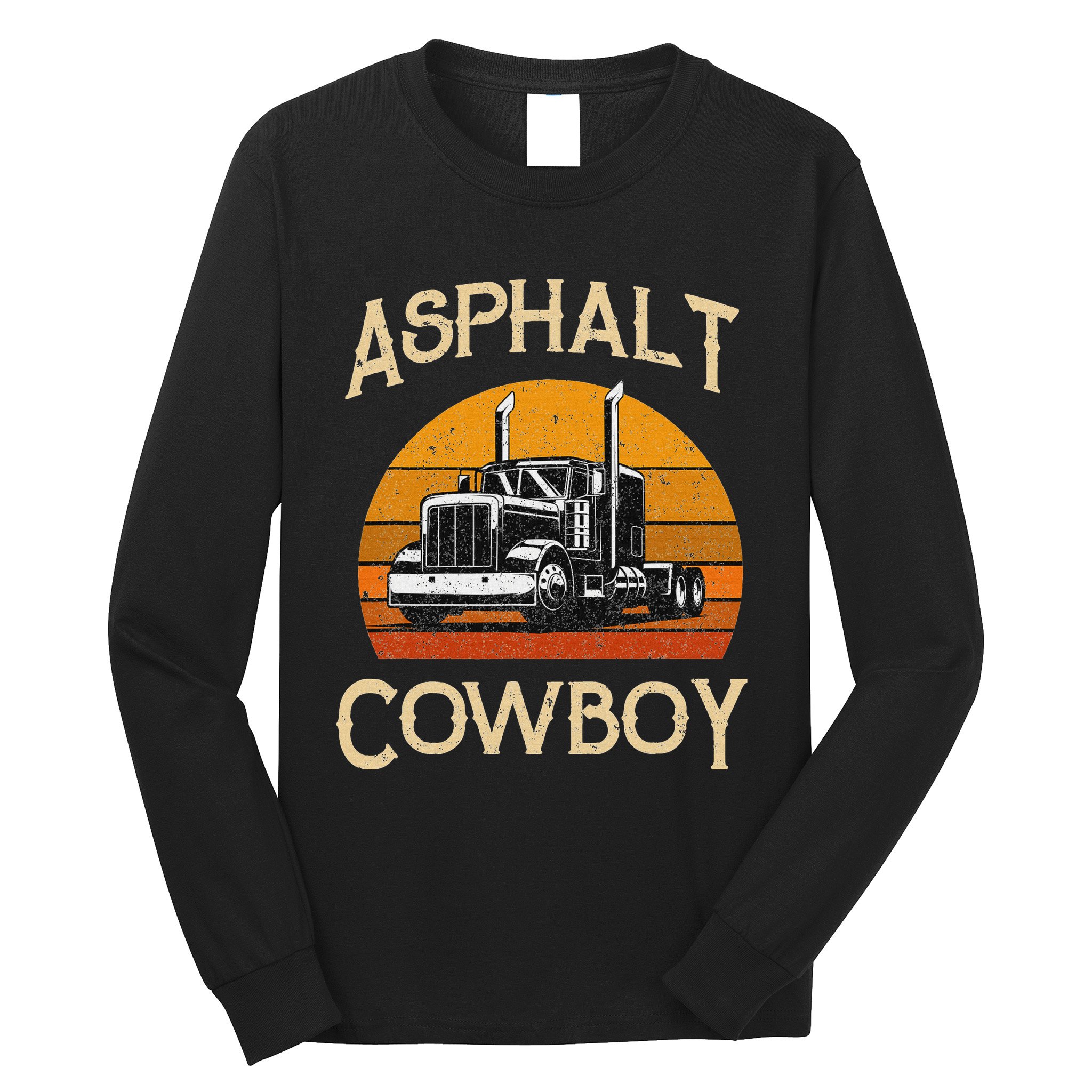 Truck Tractor Truck Driver Construction Asphalt Cowboy Long Sleeve Shirt