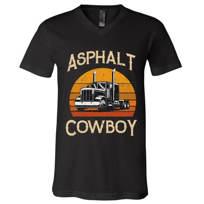 Truck Tractor Truck Driver Construction Asphalt Cowboy V-Neck T-Shirt