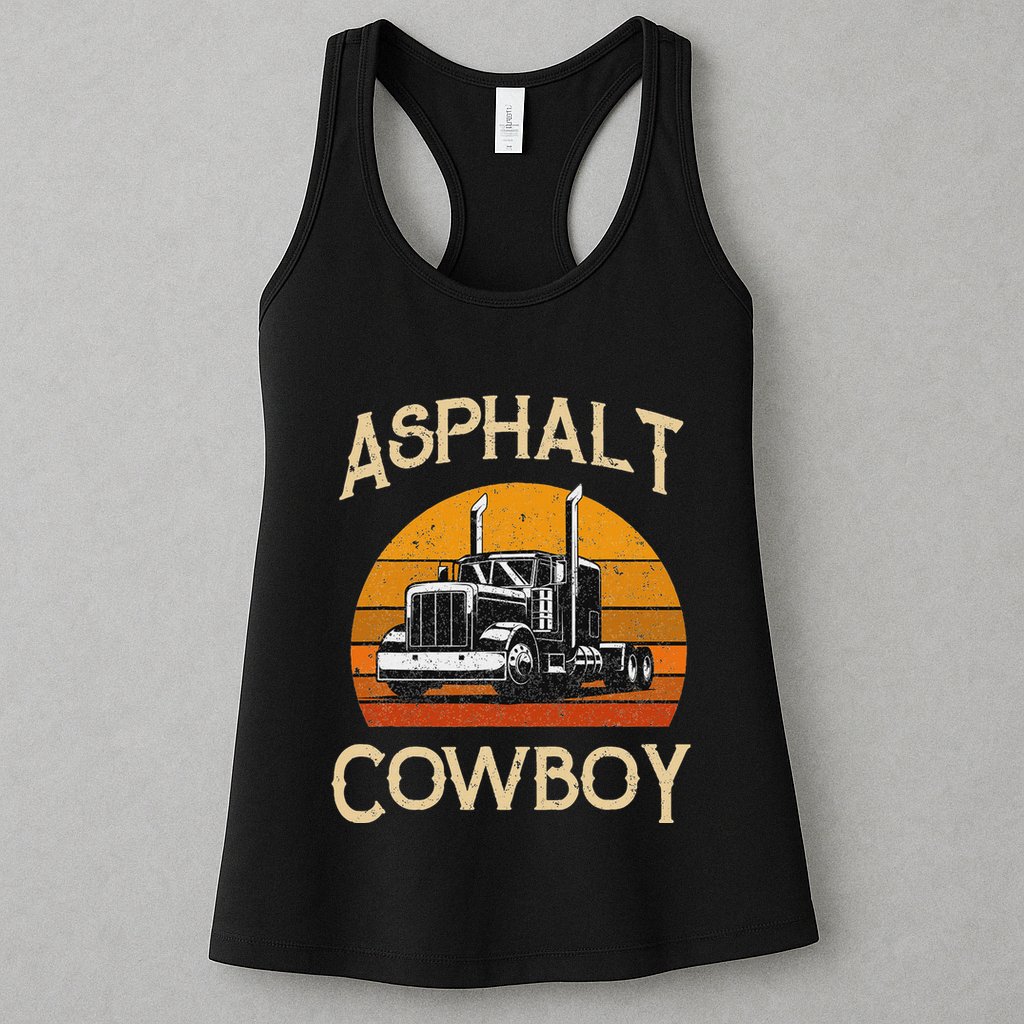 Truck Tractor Truck Driver Construction Asphalt Cowboy Womens Tank Top