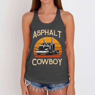Truck Tractor Truck Driver Construction Asphalt Cowboy Women's Knotted Racerback Tank