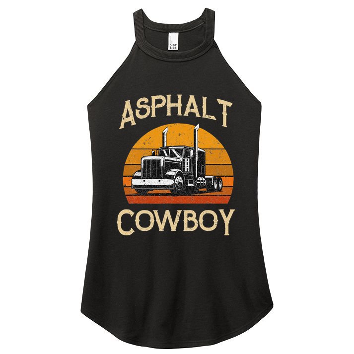 Truck Tractor Truck Driver Construction Asphalt Cowboy Women's Perfect Tri Rocker Tank