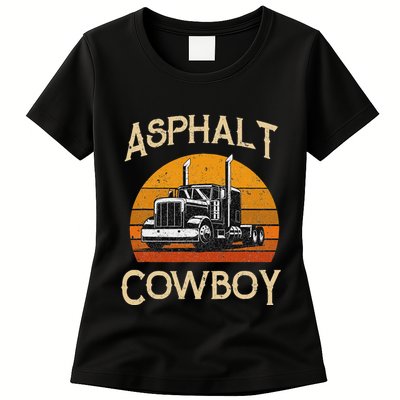 Truck Tractor Truck Driver Construction Asphalt Cowboy Womens T-Shirt