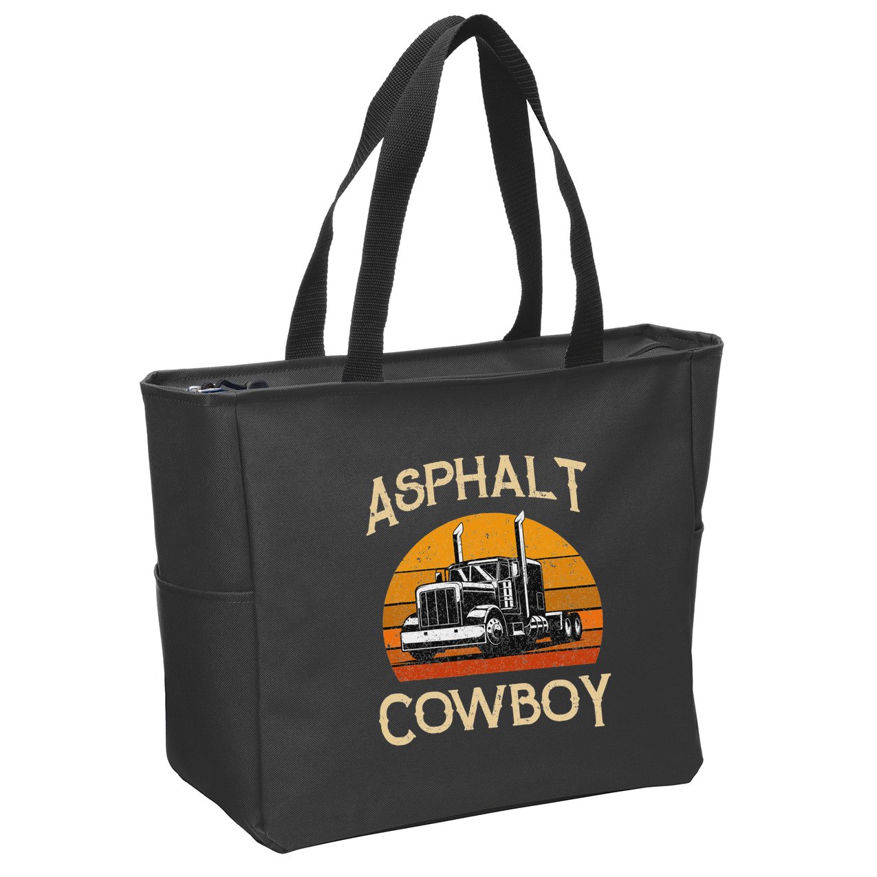 Truck Tractor Truck Driver Construction Asphalt Cowboy Zip Tote Bag
