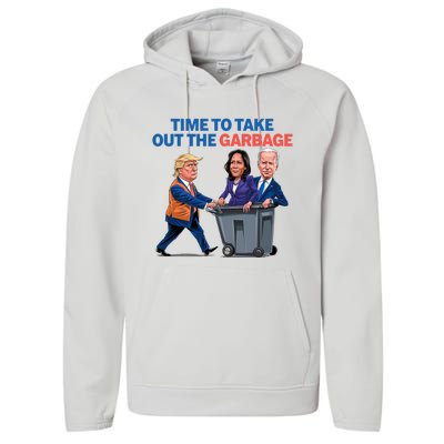 Time To Take Out The Garbage Funny Garbage For Trump 2024 Performance Fleece Hoodie