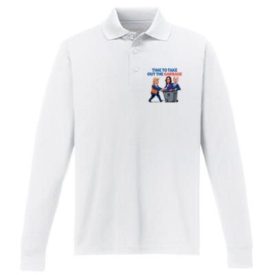 Time To Take Out The Garbage Funny Garbage For Trump 2024 Performance Long Sleeve Polo