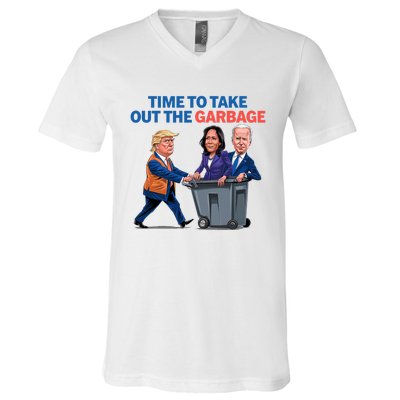 Time To Take Out The Garbage Funny Garbage For Trump 2024 V-Neck T-Shirt