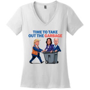 Time To Take Out The Garbage Funny Garbage For Trump 2024 Women's V-Neck T-Shirt