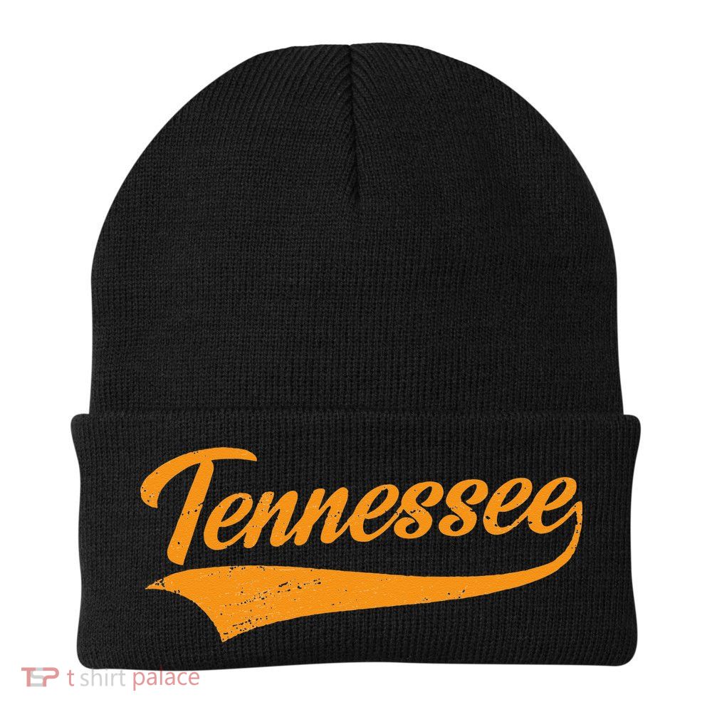 Tennessee TN Throwback Distressed Design Classic Knit Cap Winter Beanie