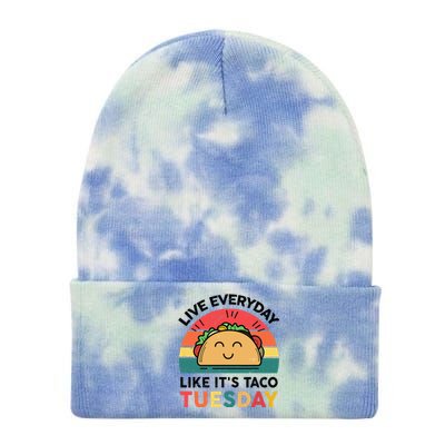 Taco Taco Tuesday Mexican Fiesta Women Boy Kids Funny Tie Dye 12in Knit Beanie