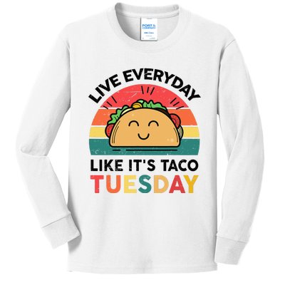 Taco Taco Tuesday Mexican Fiesta Women Boy Kids Funny Kids Long Sleeve Shirt