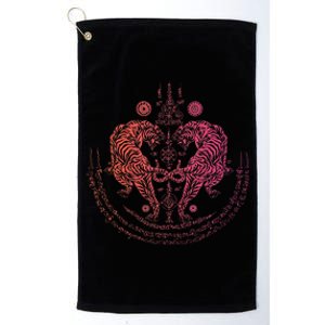 Thai Tattoo Twin Tiger Sak Yant Muay Thai Thailand Platinum Collection Golf Towel