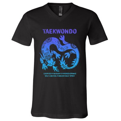 Taekwondo TKD Tae Kwon Do Dragon Art Martial Arts Graphic V-Neck T-Shirt