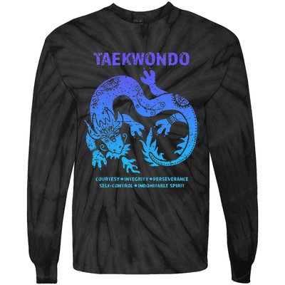 Taekwondo TKD Tae Kwon Do Dragon Art Martial Arts Graphic Tie-Dye Long Sleeve Shirt