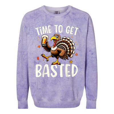 Turkey Time To Get Basted Funny Happy Thanksgiving Colorblast Crewneck Sweatshirt