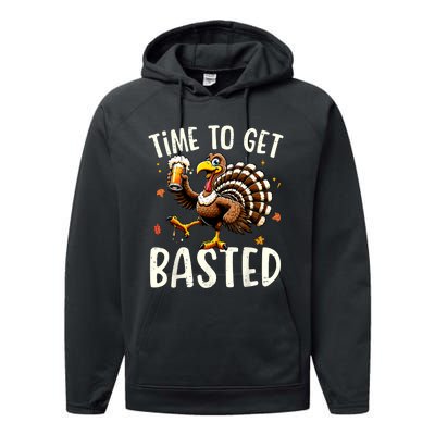 Turkey Time To Get Basted Funny Happy Thanksgiving Performance Fleece Hoodie