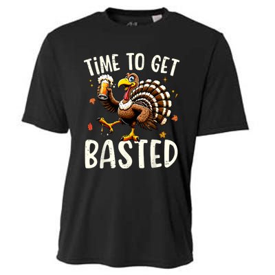 Turkey Time To Get Basted Funny Happy Thanksgiving Cooling Performance Crew T-Shirt