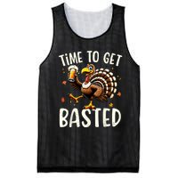 Turkey Time To Get Basted Funny Happy Thanksgiving Mesh Reversible Basketball Jersey Tank